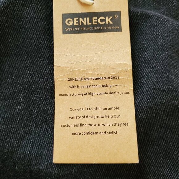 Genleck Y2K NWT BF Jeans Ripped High Waist Baggy Black Distressed Wide Leg S - Picture 14 of 16